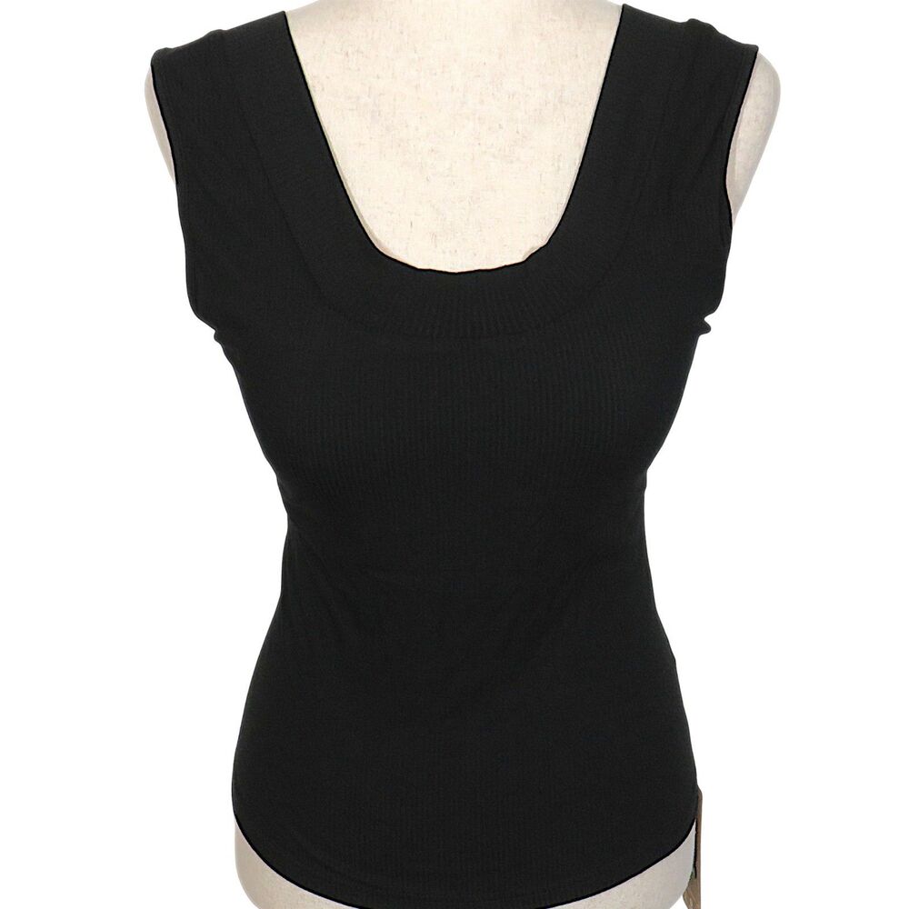 OGL Black CoolTouch Ribbed U-Neck Brami Bra Tank Size Large